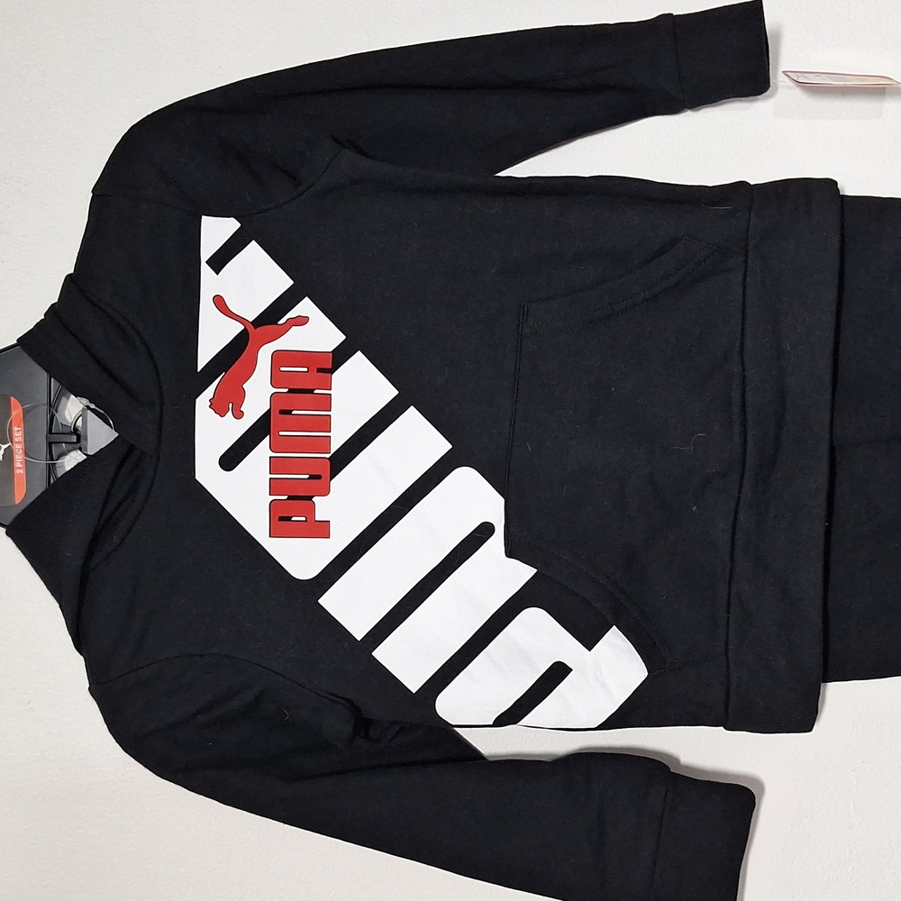 PUMA Black and White Tracksuit Sweatsuit 2 Piece Set - Picture 2 of 6